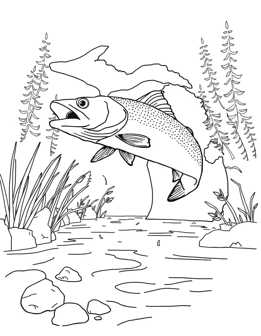 (Michigan) A fish jumping in a Michigan river