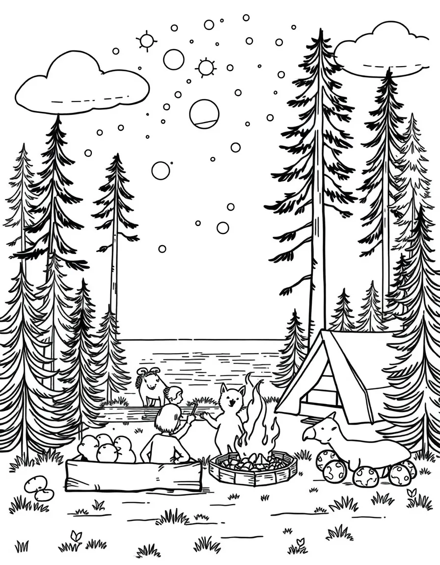 (Michigan) A family camping in Michigan's state park