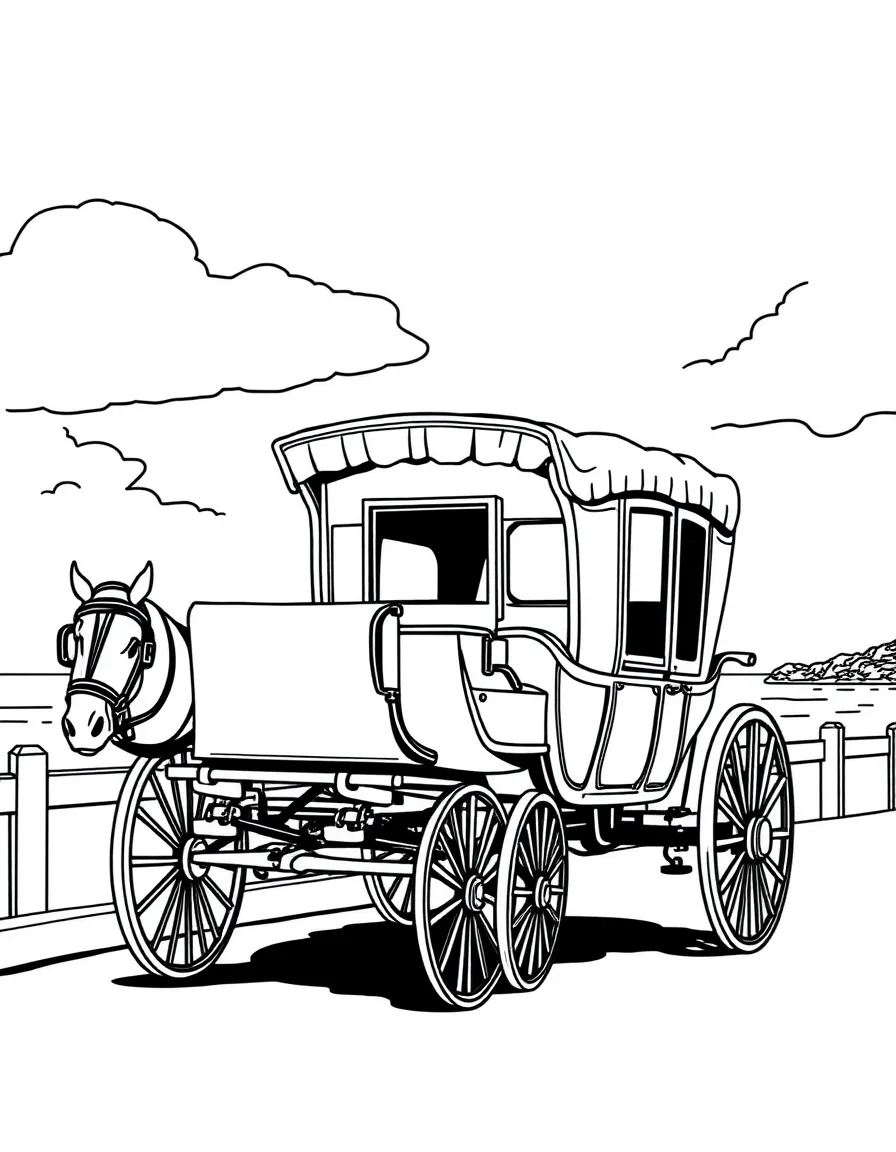 (Michigan) A horse-drawn carriage on Mackinac Island