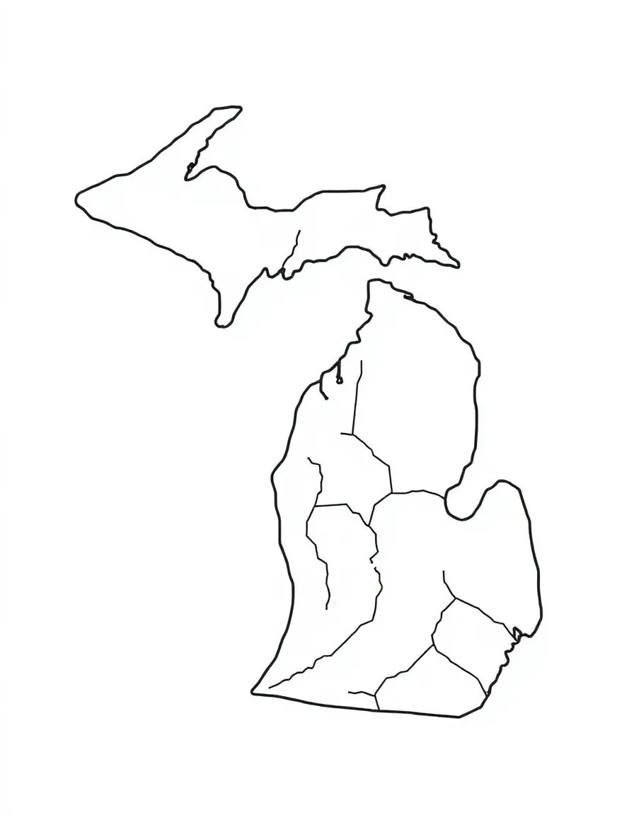 (Michigan) A mitten-shaped map of Michigan