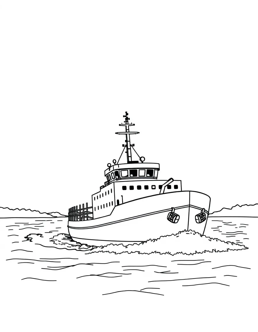(Michigan) A Great Lakes freighter on the water