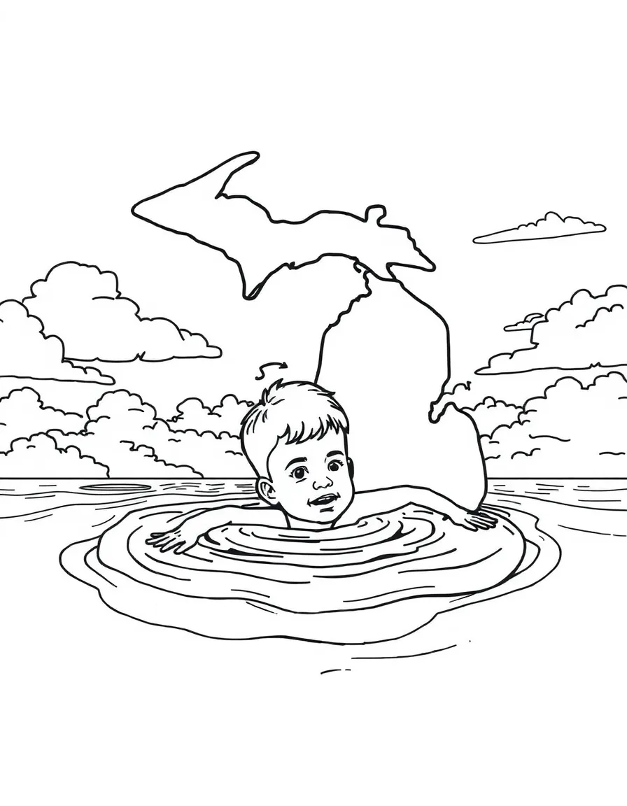 (Michigan) A kid swimming in Lake Erie