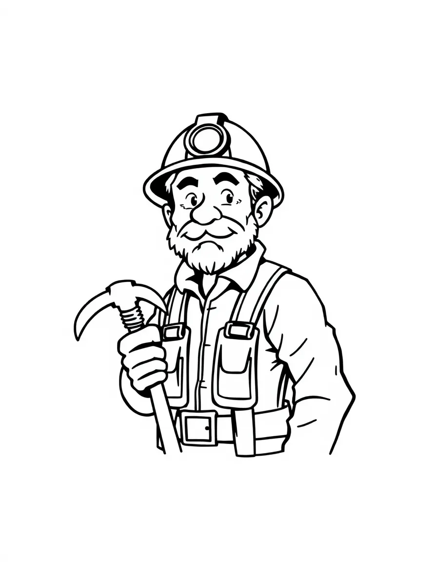 (Pennsylvania) A coal miner with a helmet and pickaxe