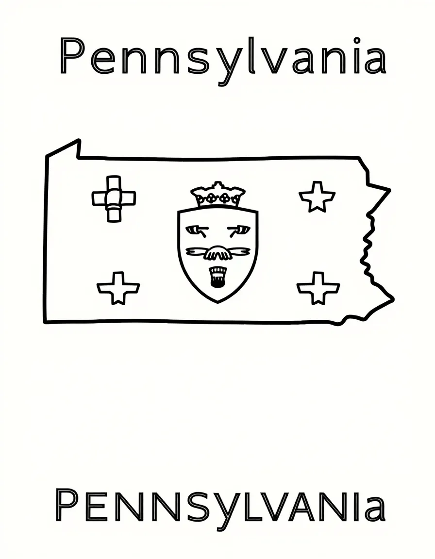 (Pennsylvania) The Pennsylvania state flag with simple symbols