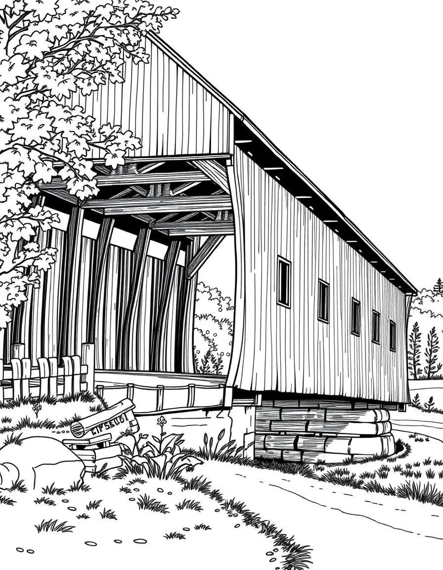 (Pennsylvania) A covered bridge in rural Pennsylvania