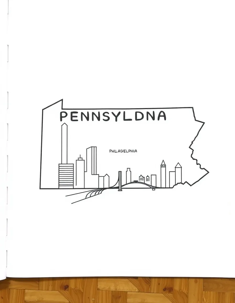 (Pennsylvania) A simple map showing Pittsburgh and Philadelphia