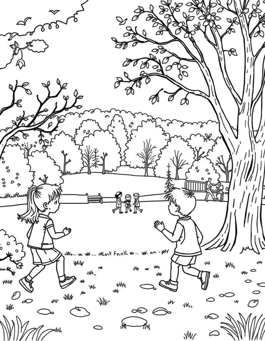 (Pennsylvania) Children playing in a Pennsylvania park during fall