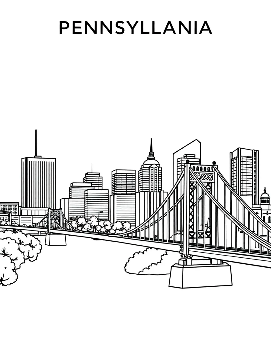 (Pennsylvania) The Pittsburgh skyline with bridges