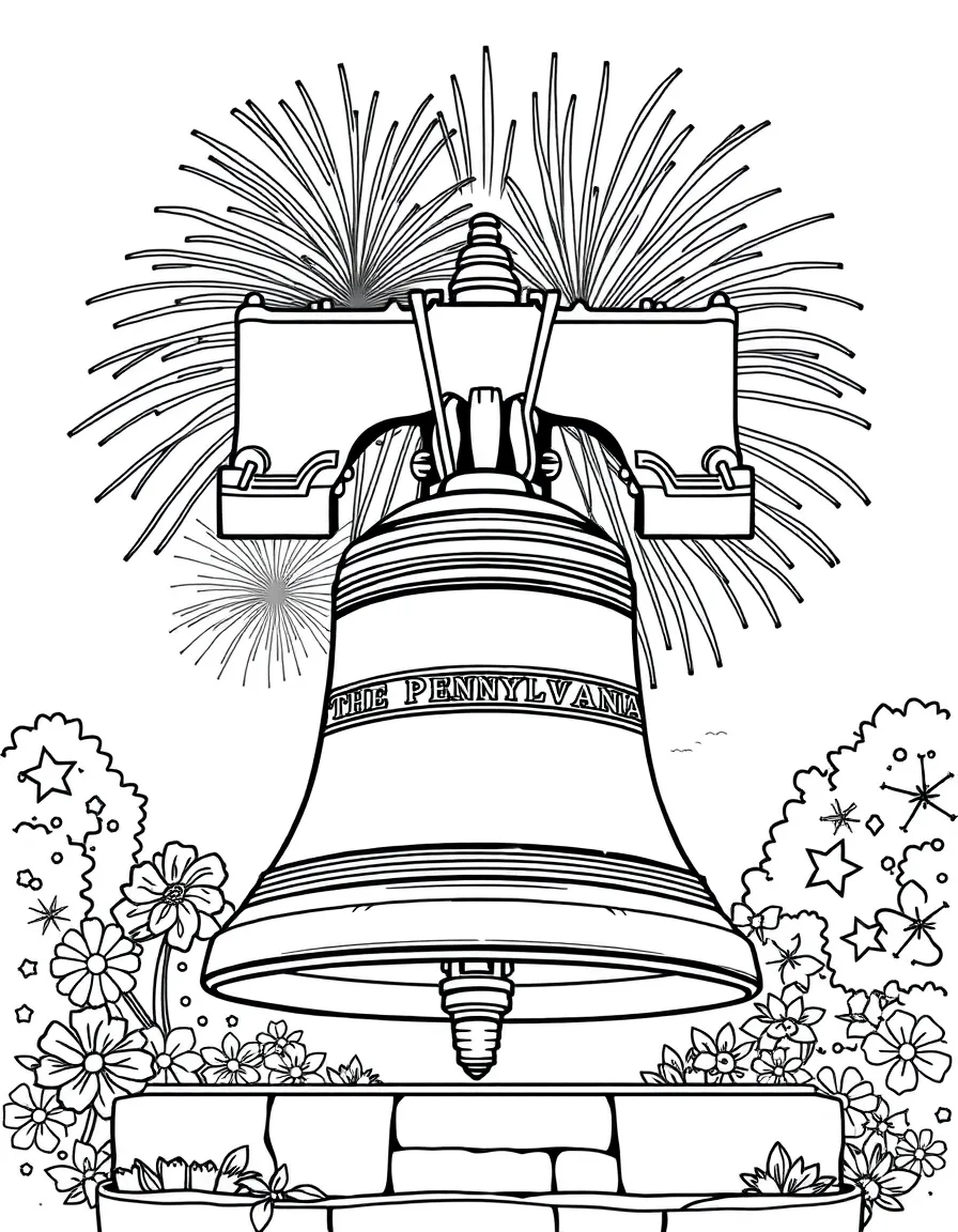 (Pennsylvania) The Liberty Bell with fireworks