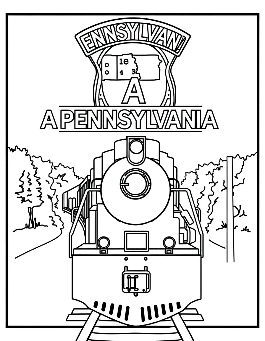 (Pennsylvania) A Pennsylvania railroad sign and train
