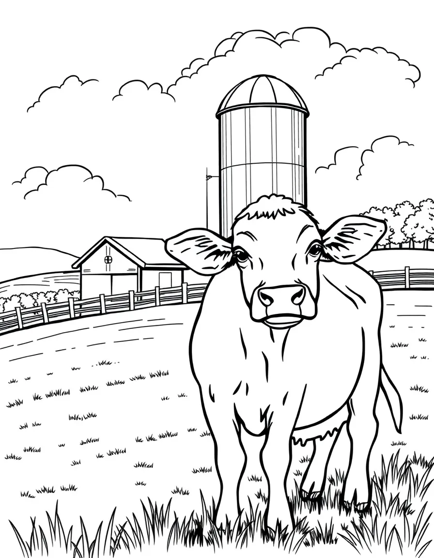 (Pennsylvania) A cow and silo on a Pennsylvania dairy farm