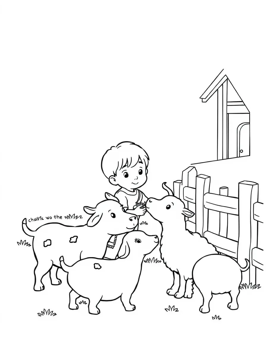 (Pennsylvania) A child petting animals at a farm
