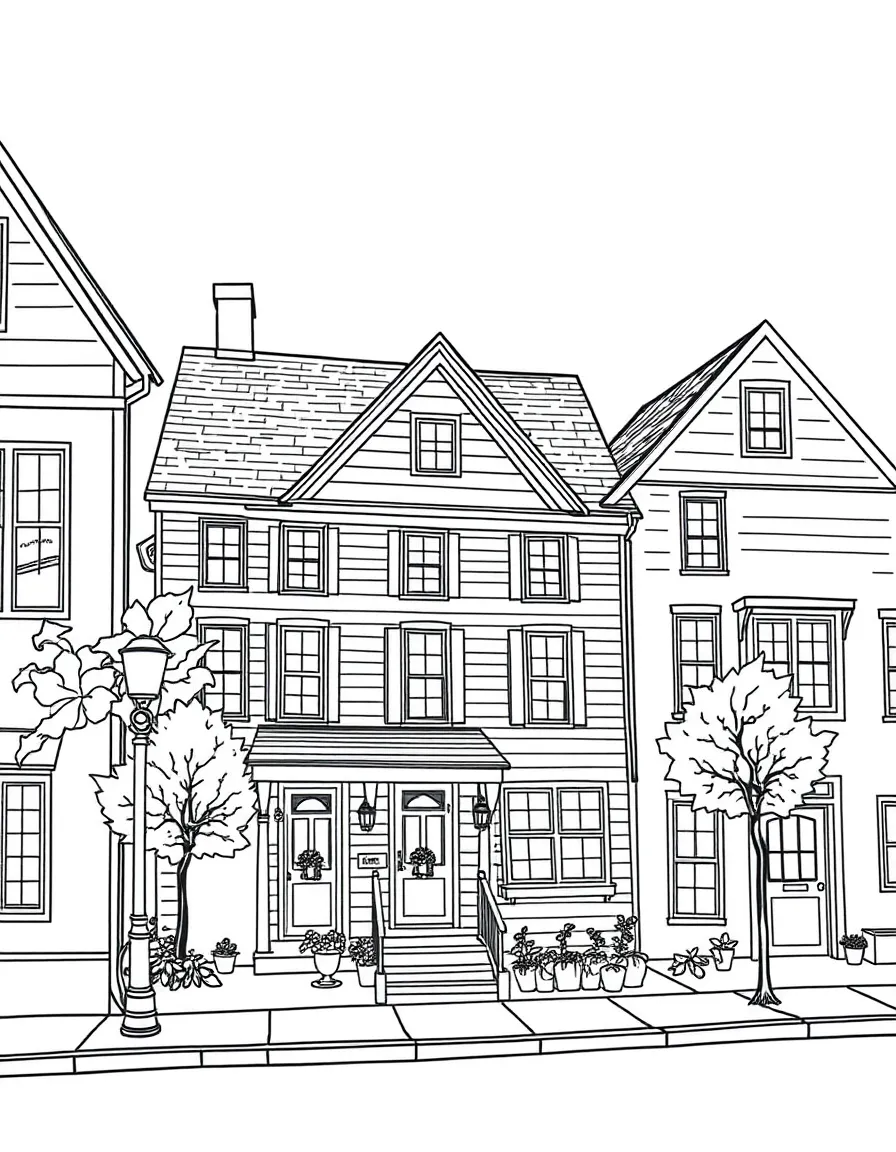(Pennsylvania) A row house street scene in Pennsylvania