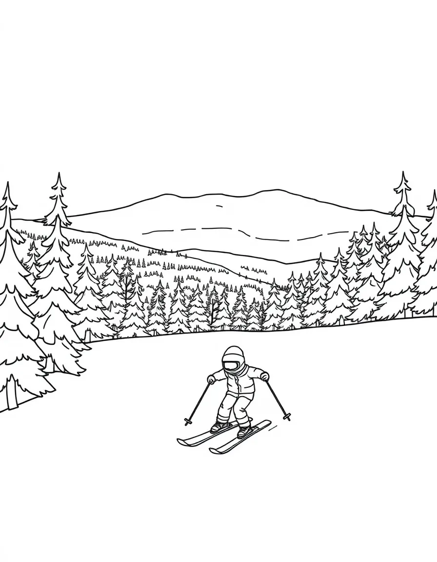 (Vermont) A child skiing down a snowy Vermont hill
