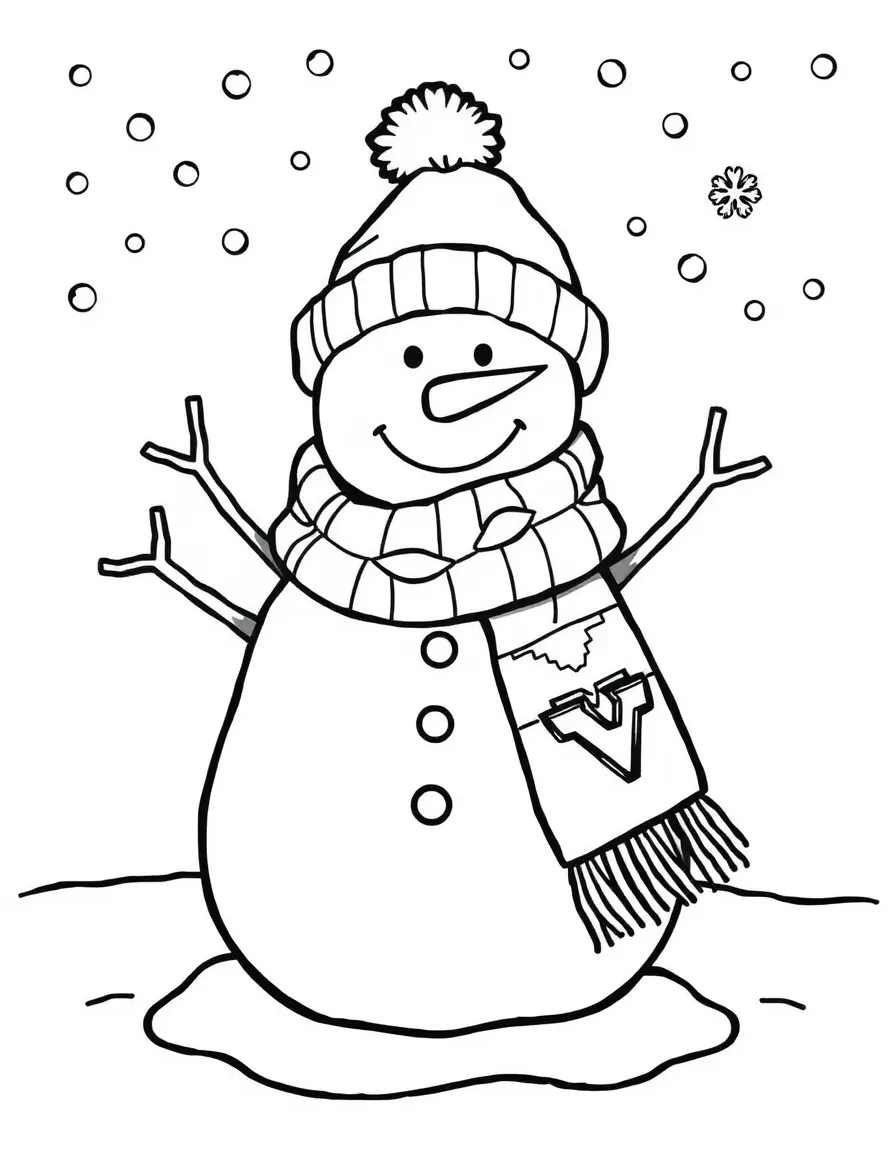 (Vermont) A cheerful snowman with a Vermont scarf