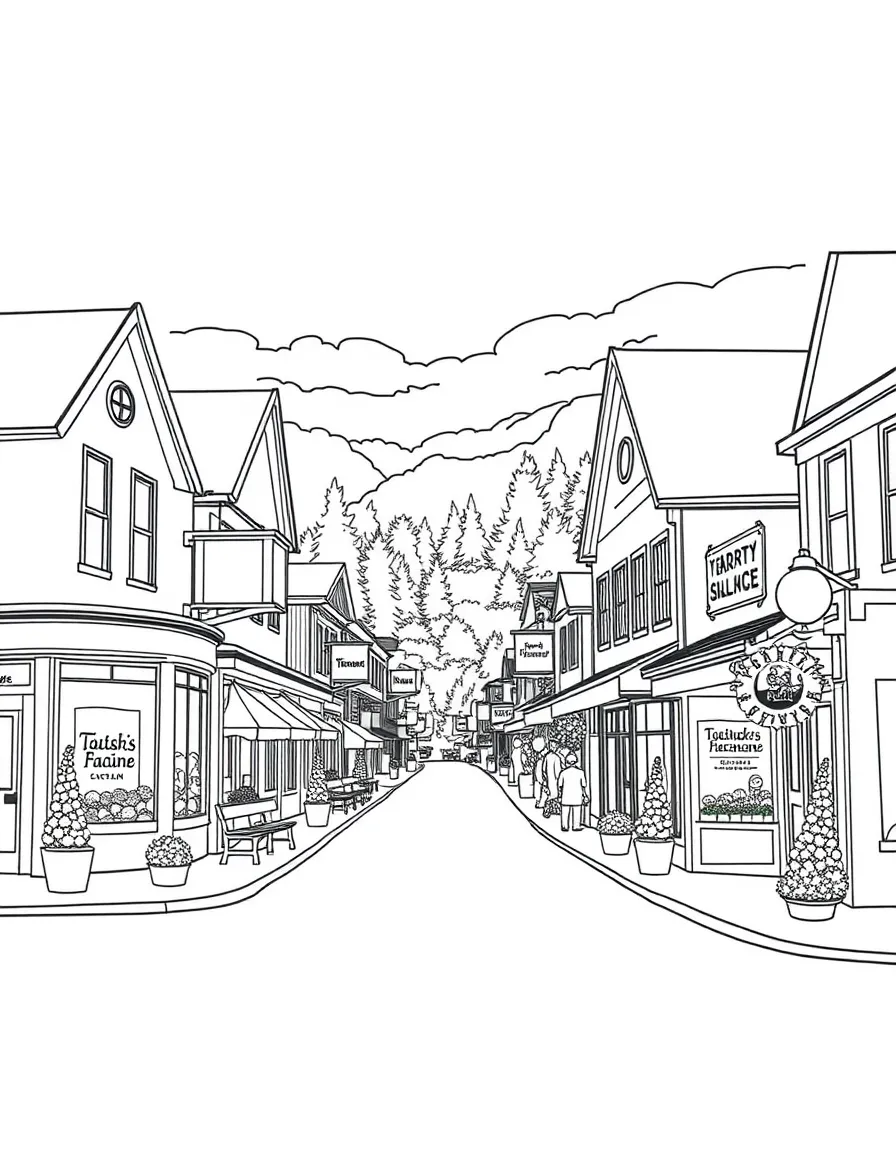 (Vermont) A quaint downtown scene with local shops