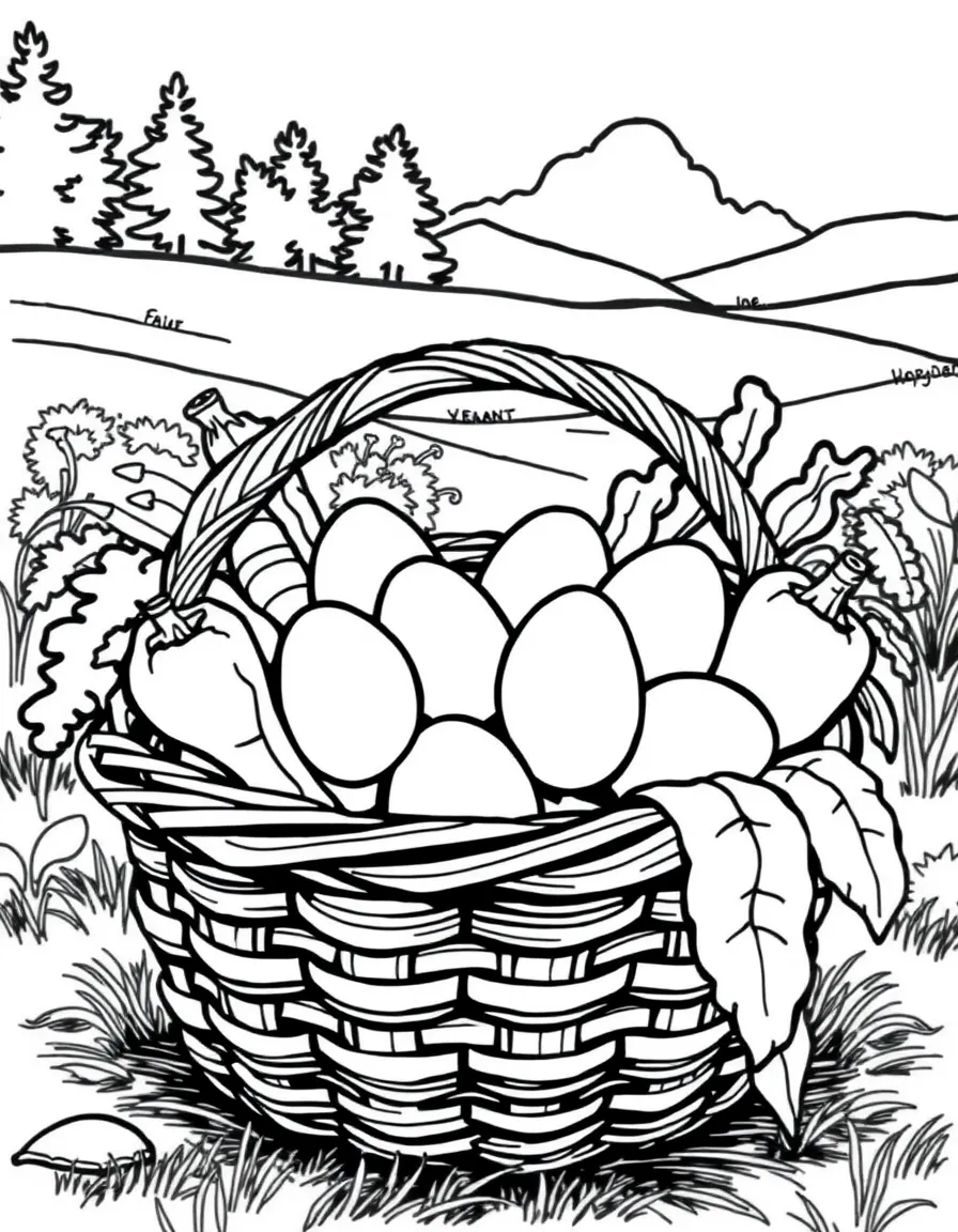 (Vermont) A basket of farm-fresh eggs and veggies