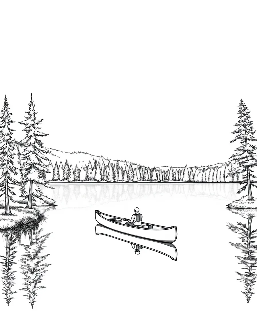 (Vermont) A canoe on a calm lake with trees