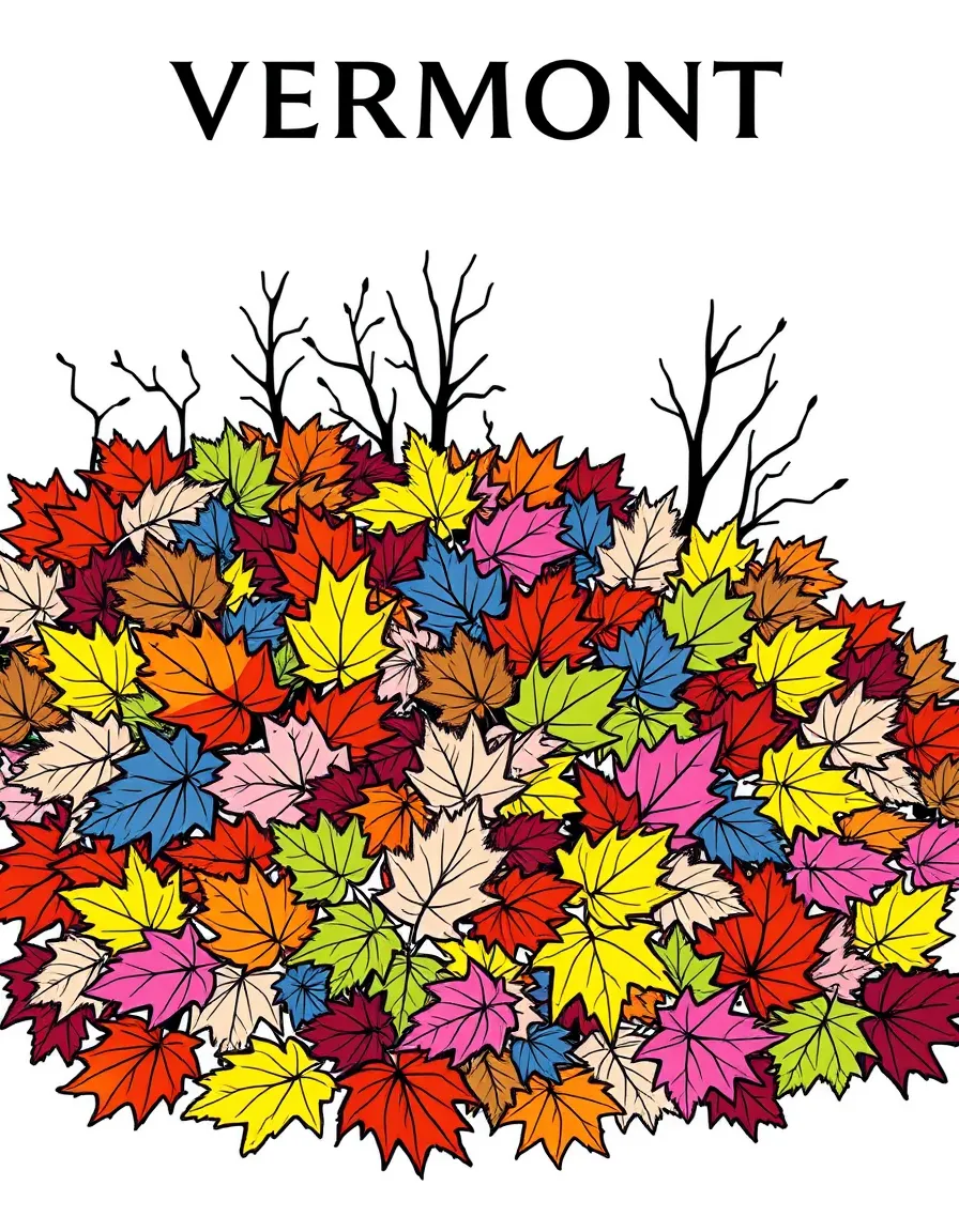 (Vermont) A pile of colorful autumn leaves