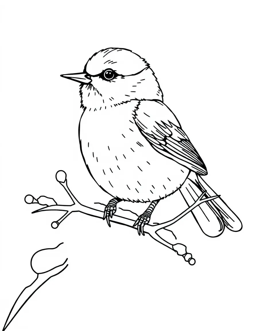 (Vermont) A chickadee bird on a snowy branch