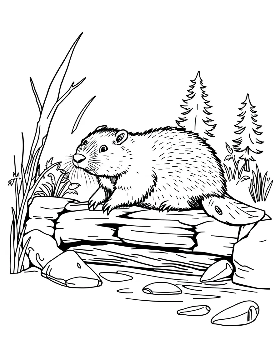 (Vermont) A beaver building a dam