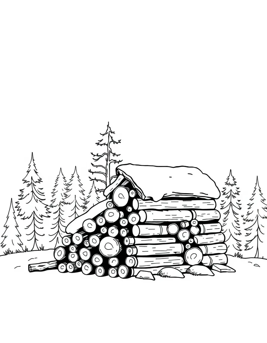 (Vermont) A woodpile stacked for winter