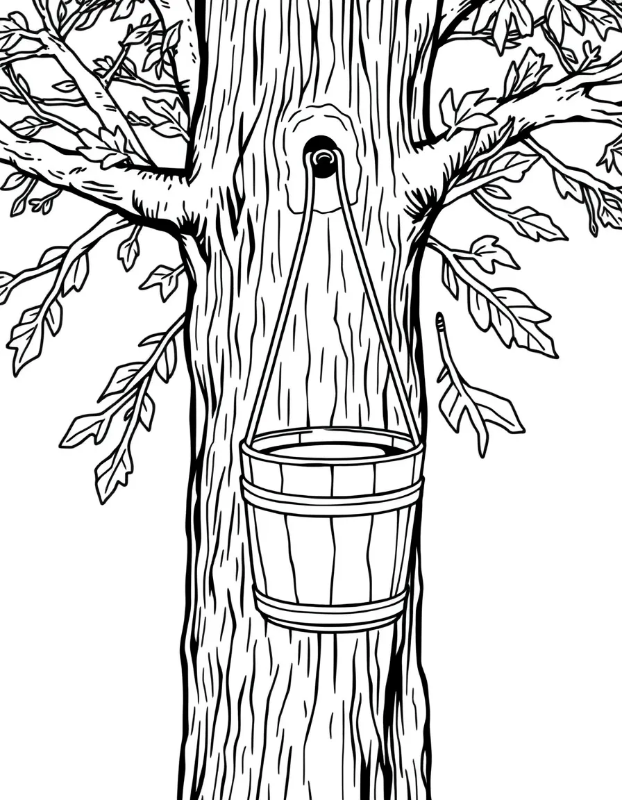 (Vermont) A traditional sap bucket on a maple tree