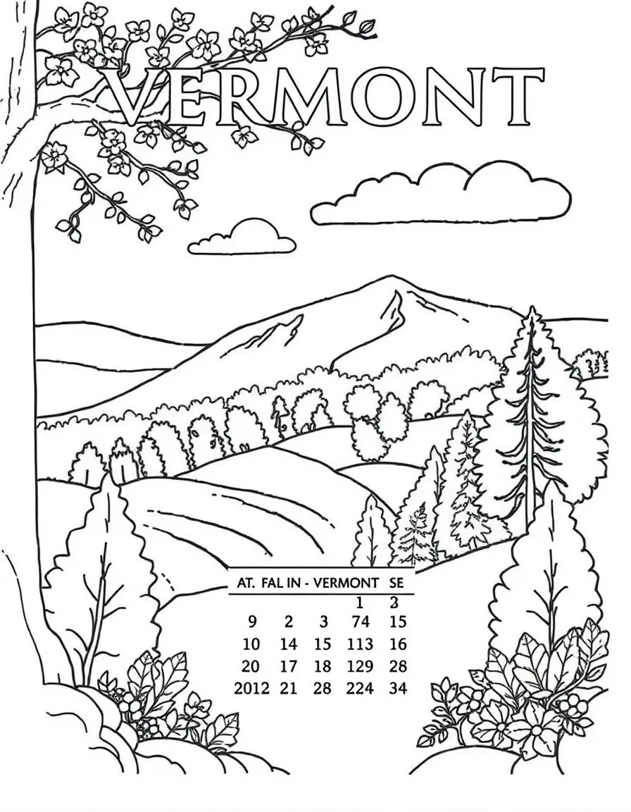 (Vermont) A calendar showing “Fall in Vermont”