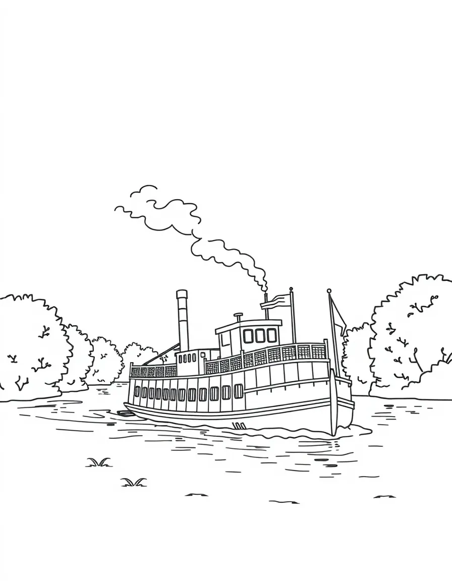 (Mississippi) The Mississippi River with a steamboat