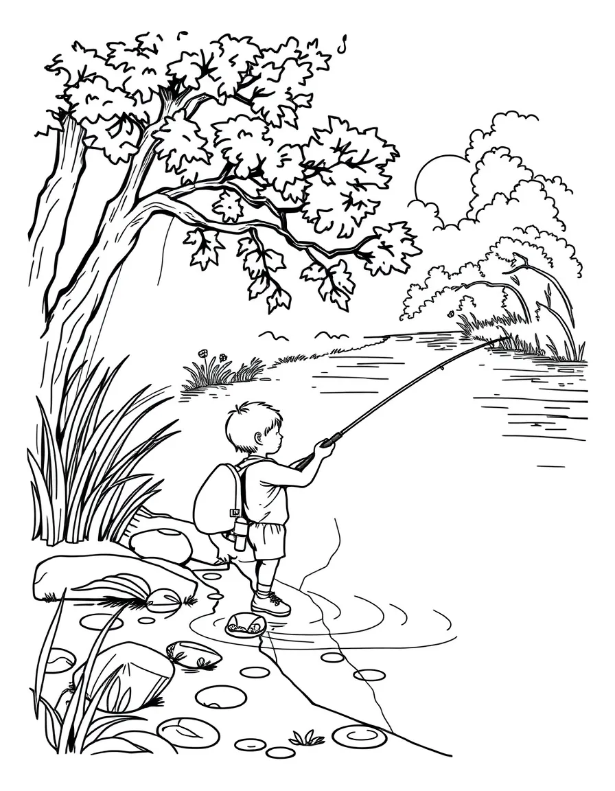 (Mississippi) A child fishing in a Mississippi bayou
