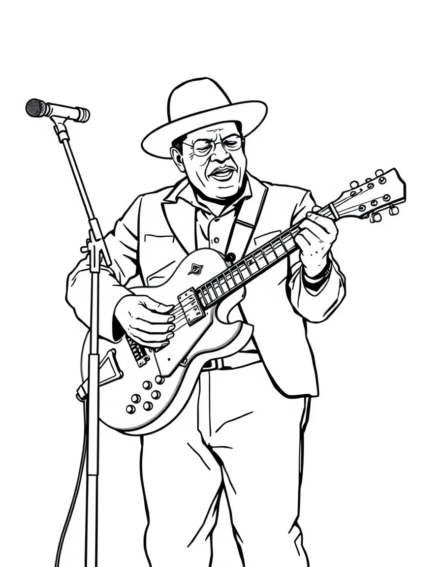 (Mississippi) Blues musician playing a guitar