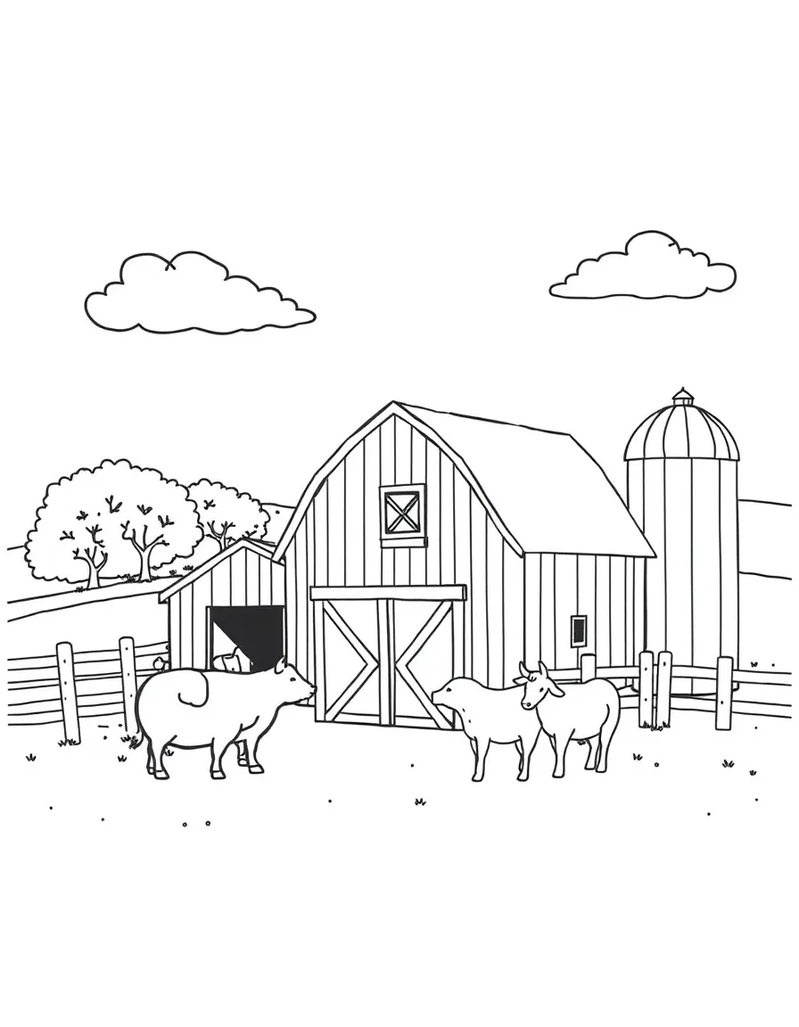 (Mississippi) A Mississippi farm with barn and animals