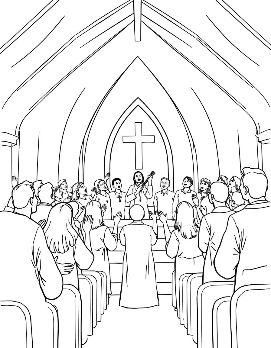 (Mississippi) A gospel choir singing in a church