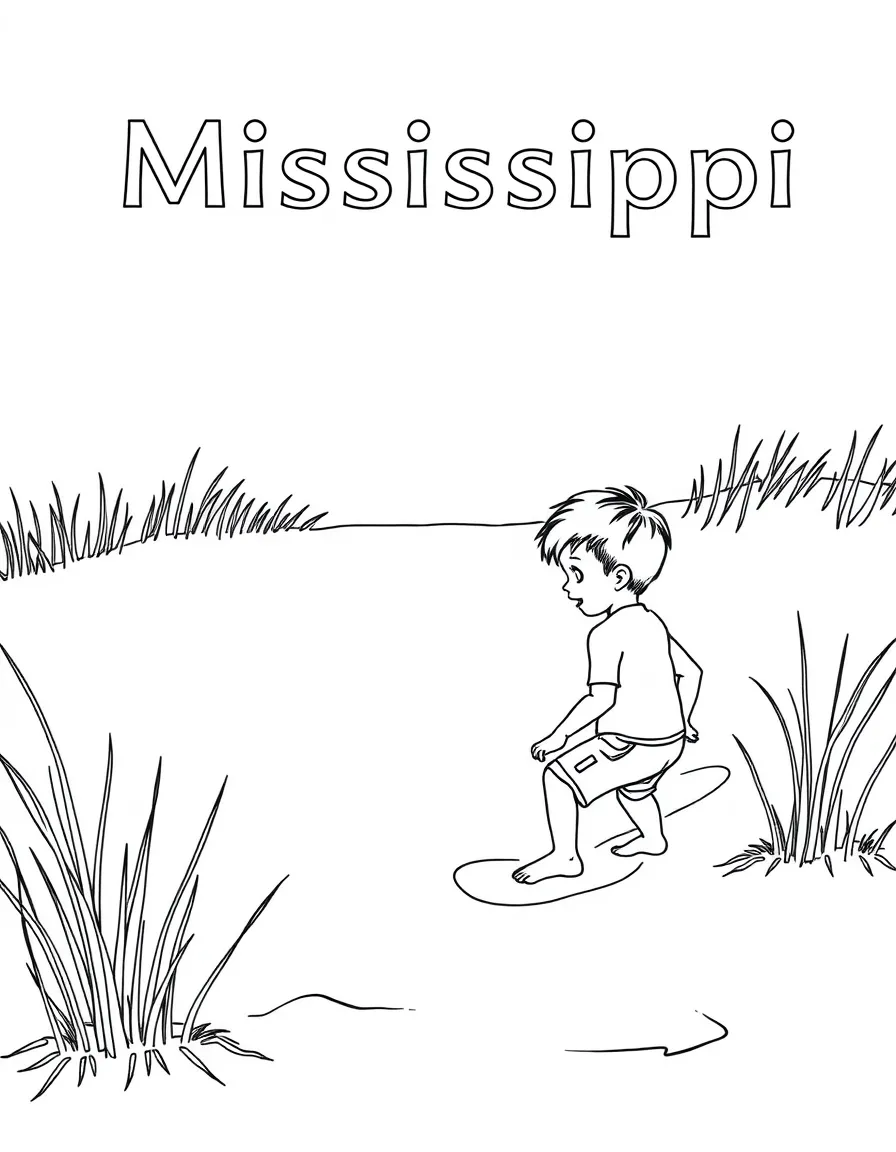 (Mississippi) A kid playing in the Mississippi sand dunes