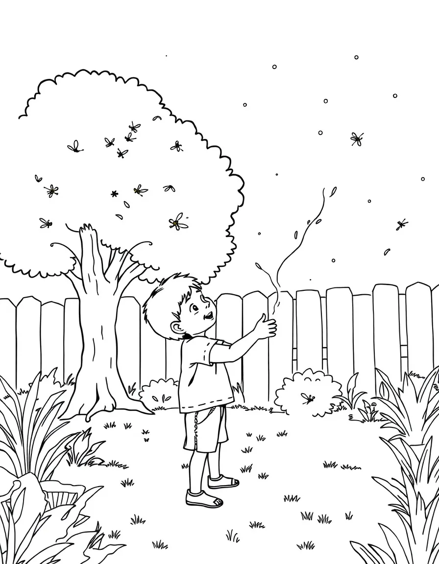 (Mississippi) A kid catching fireflies in a Mississippi backyard