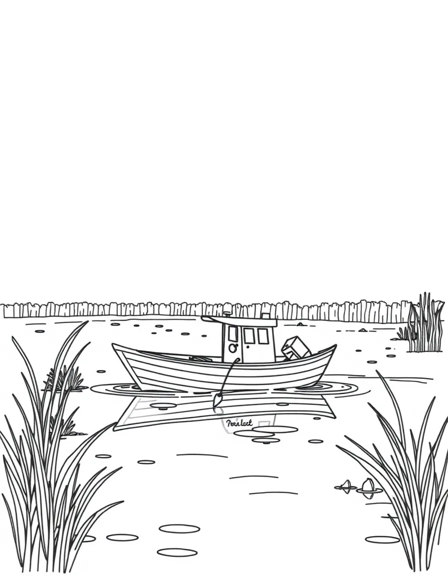 (Mississippi) A flat-bottomed boat in a marsh