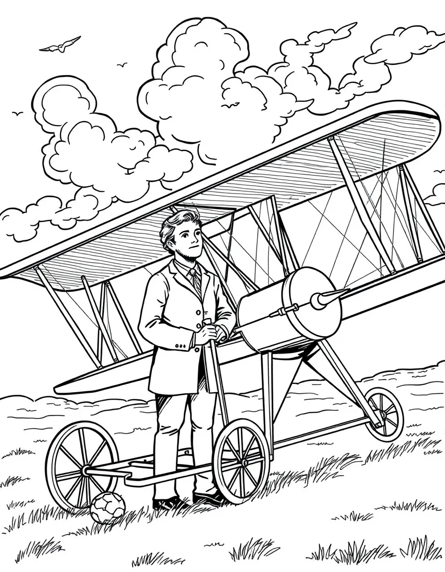 (Ohio) Orville and Wilbur Wright with their flying machine