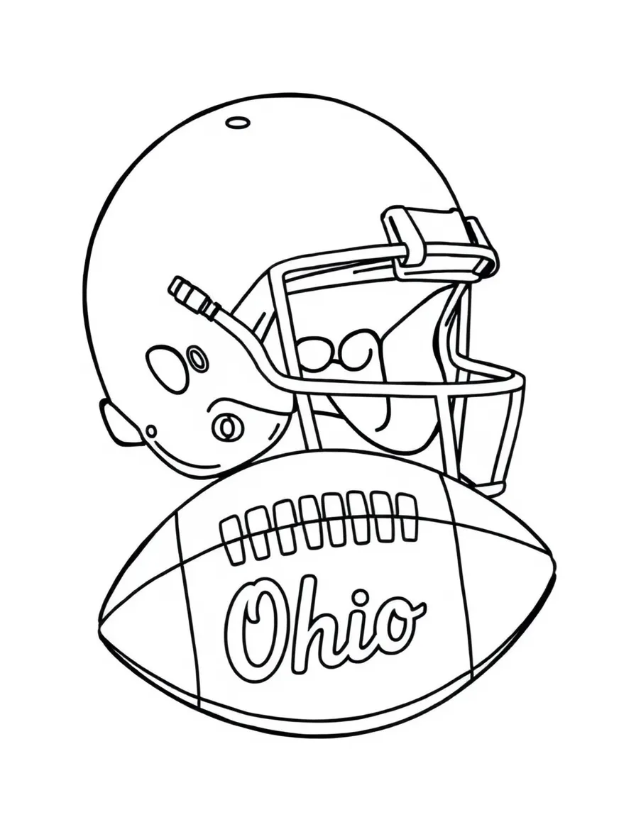 (Ohio) A football helmet and ball with “Ohio”