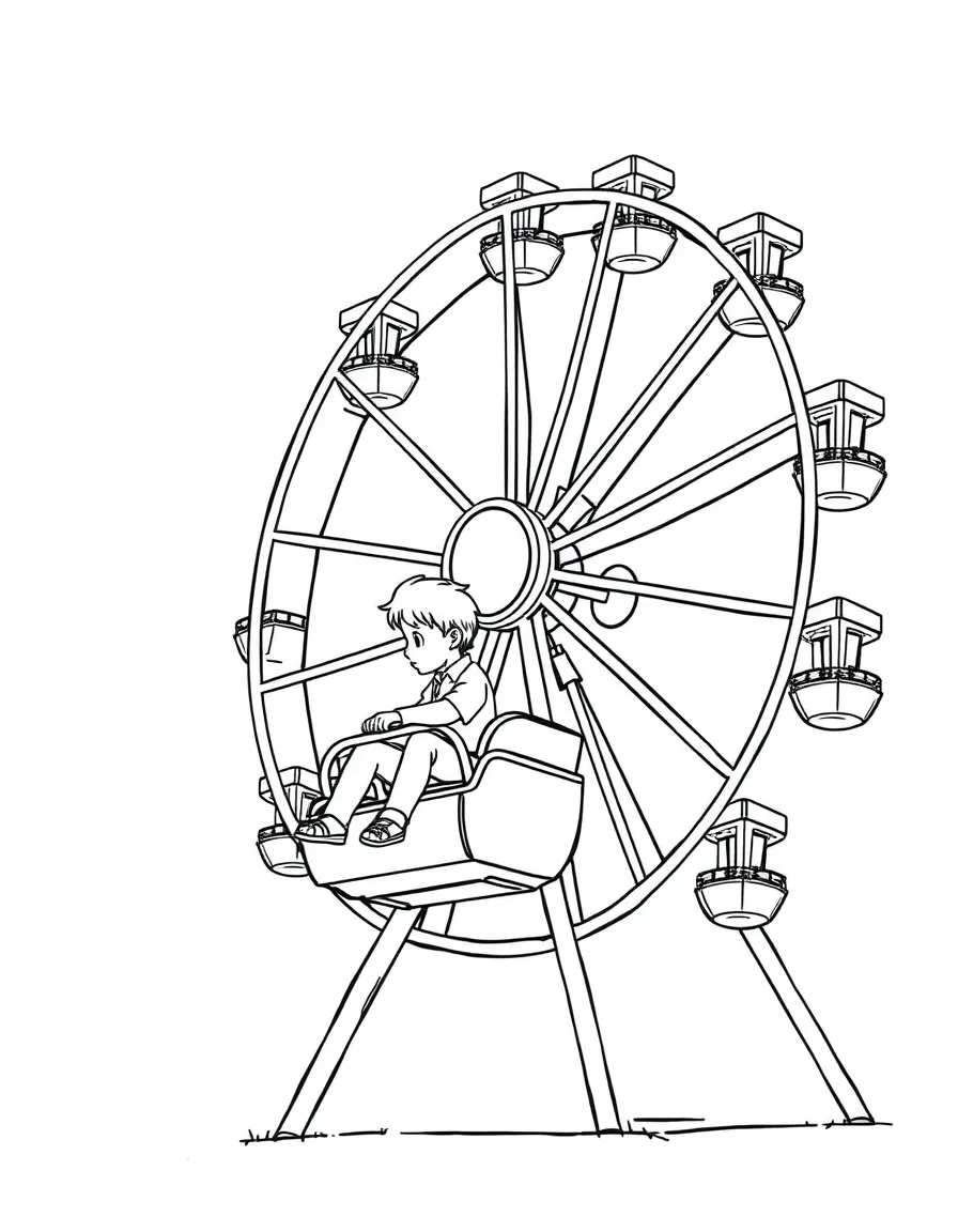 (Ohio) A child riding a Ferris wheel