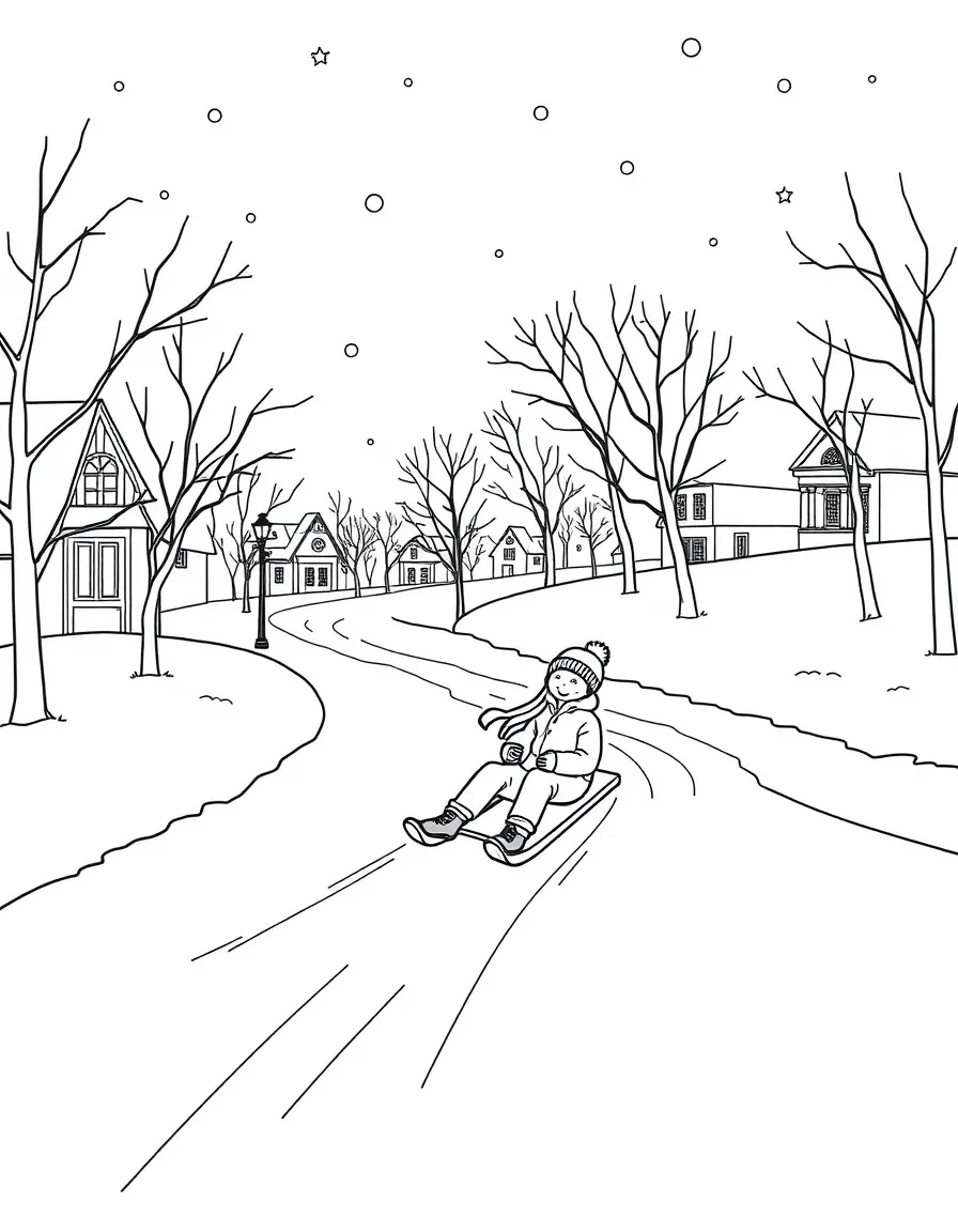 (Ohio) A snowy winter scene with kids sledding in Ohio