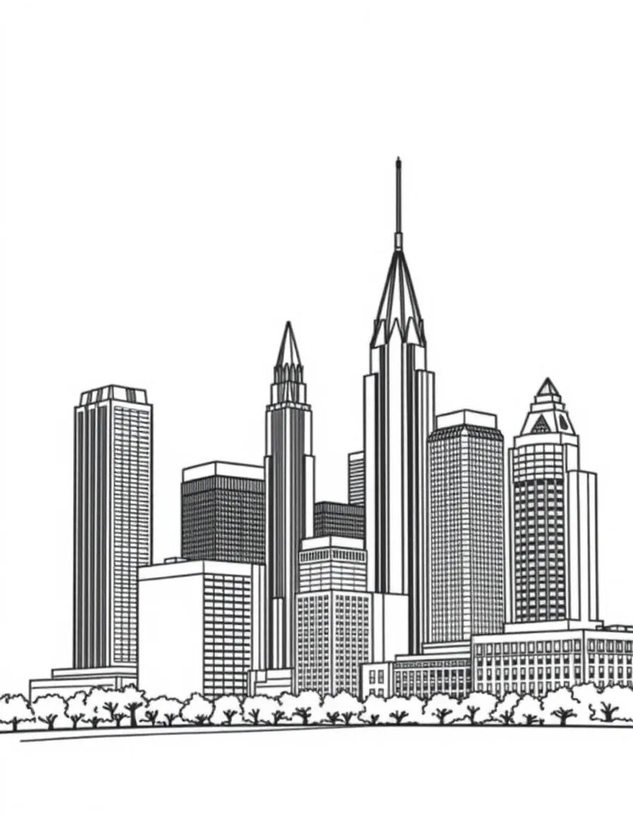 (Ohio) A Cleveland skyline with tall buildings