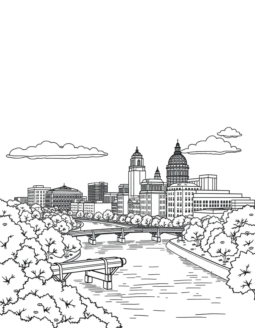 (Ohio) A Columbus cityscape with Scioto River