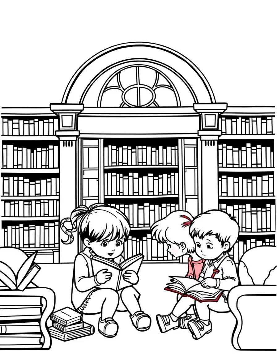 (Ohio) A library with kids reading in Ohio