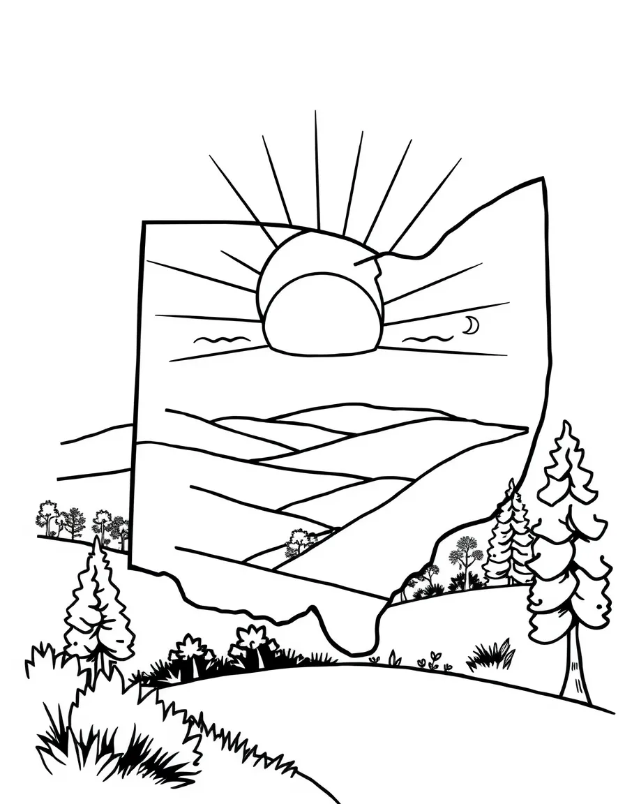 (Ohio) A smiling sun rising over Ohio hills