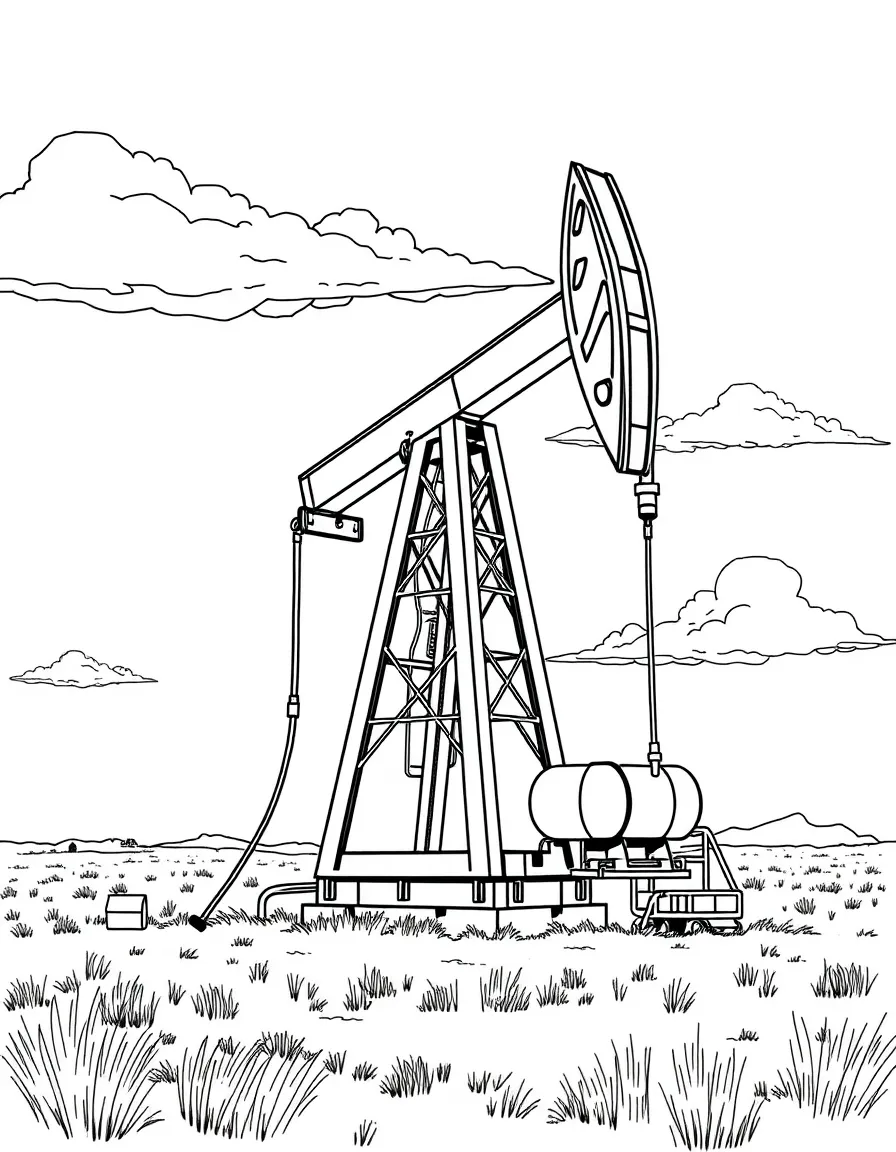 (Oklahoma) Oil rig pumping in the countryside