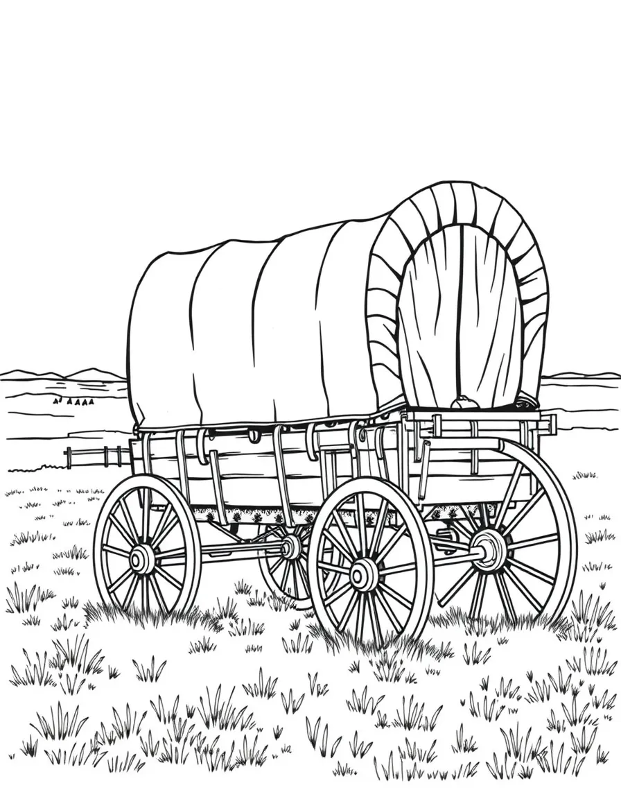 (Oklahoma) Covered wagon on the Oklahoma plains