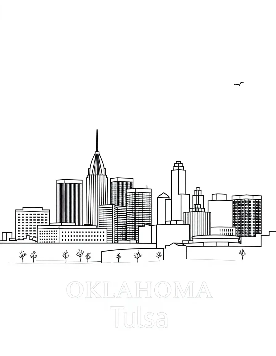 (Oklahoma) Tulsa skyline with simple buildings