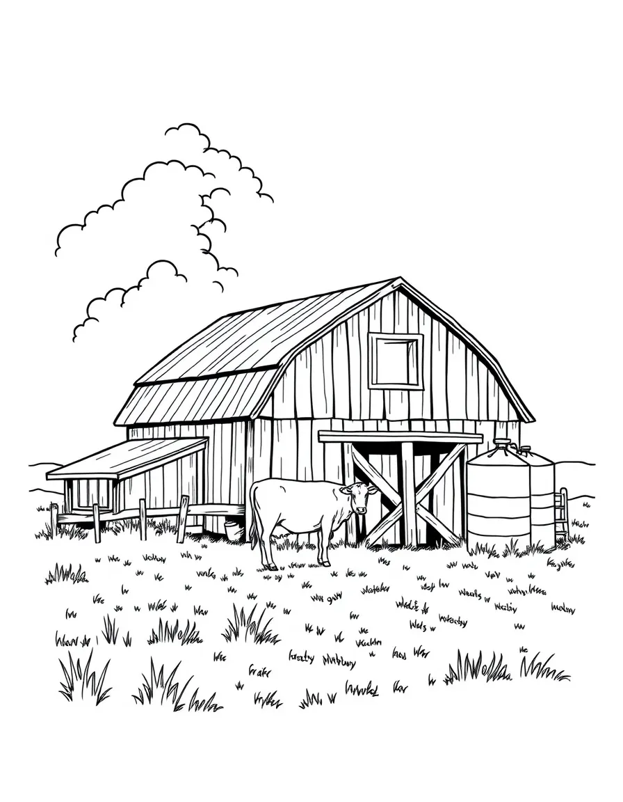 (Oklahoma) Oklahoma farm with a barn and silo