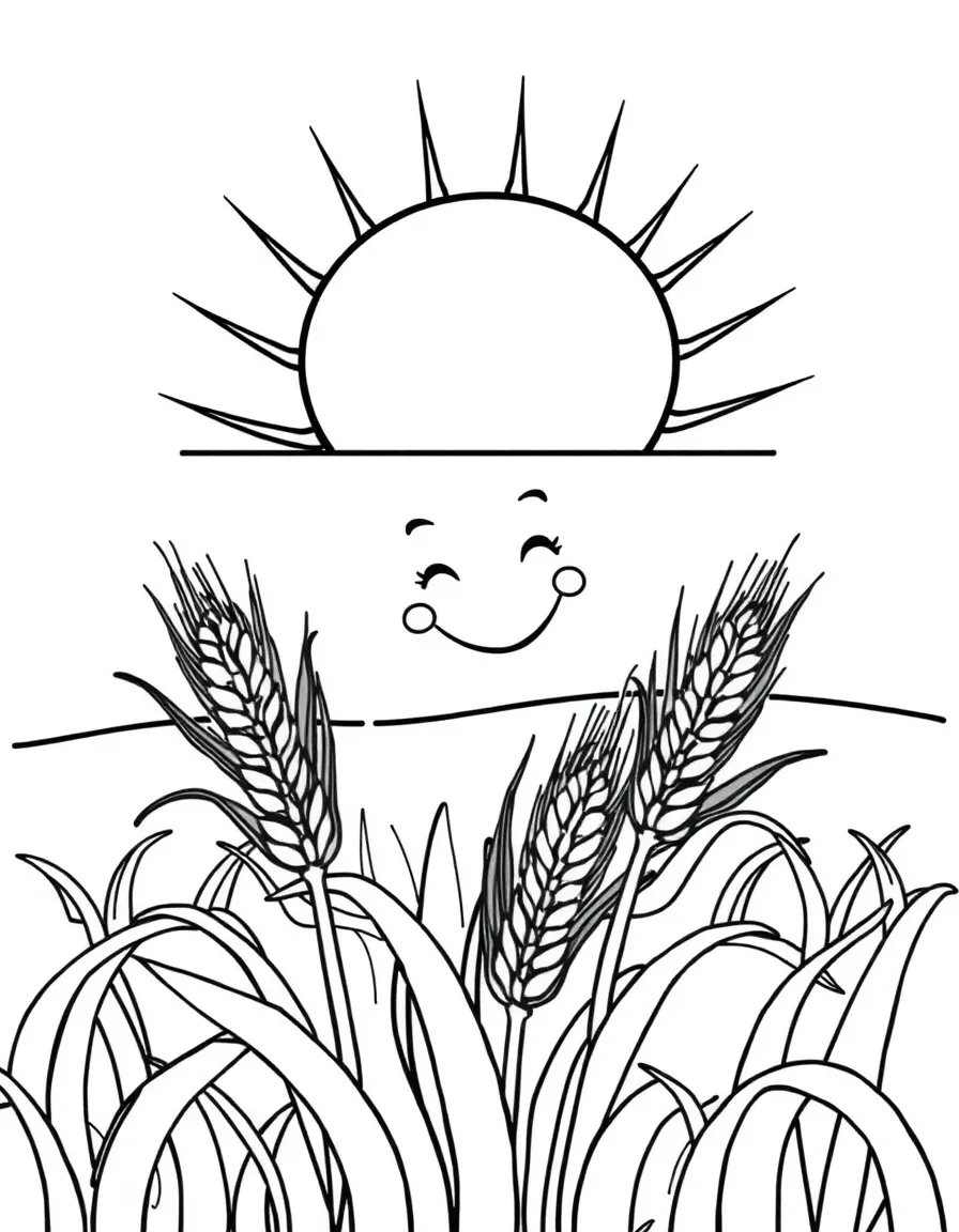 (Oklahoma) Wheat field with a smiling sun