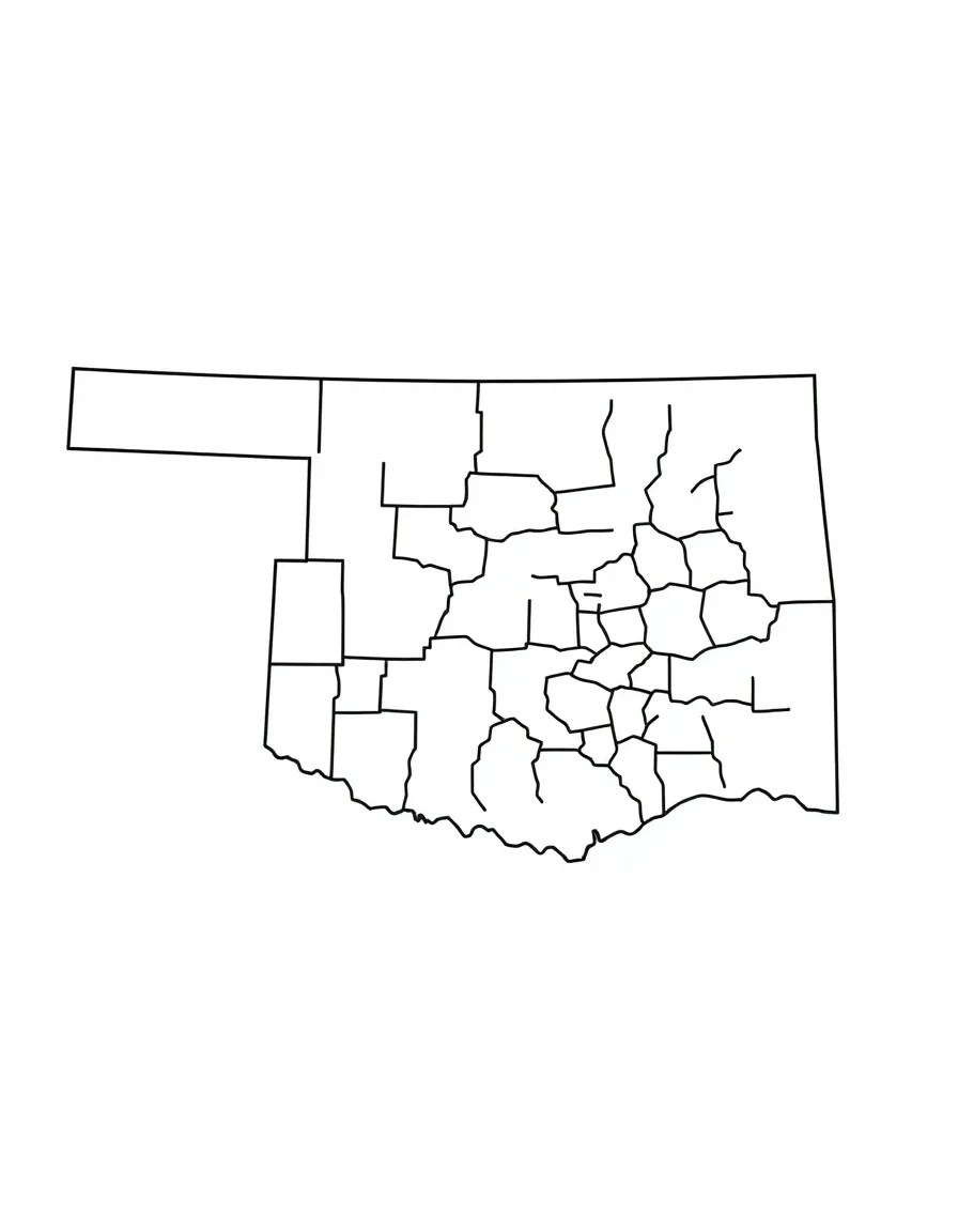 (Oklahoma) Simple map showing Oklahoma and nearby states